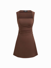 Square Neck Ruched Mini Dress