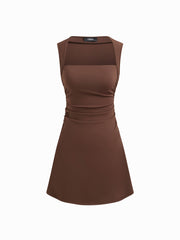 Square Neck Ruched Mini Dress