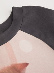 Cotton-blend Round Neckline Kitty & Polka Dot Graphic Tee