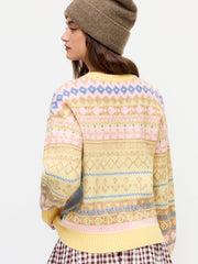 Knit Fish & Shell Pattern Colorblock Oversized Sweater
