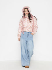 Collar Ditsy Floral Zip Through Jacket