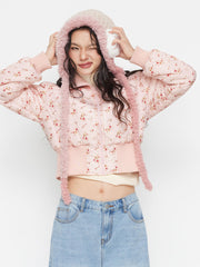 Collar Ditsy Floral Zip Through Jacket