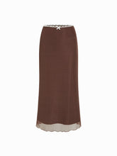 Mesh Mid Rise Bowknot Polka Dot Maxi Skirt
