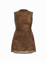 Mesh Stand Collar Floral Ruched Mini Dress Curve & Plus