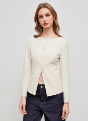 Boat Neck Split Blazer