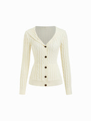 Cable Knit Hooded Long Sleeve Cardigan