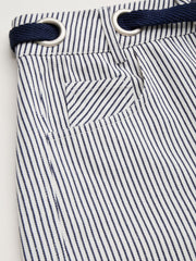 Cotton-blend Mid Rise Striped Drawstring Barrel-leg Trousers