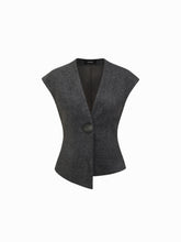Wool-blend V-neck Button Cropped Blazer Vest