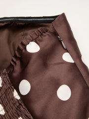 Polka Dot Ruffle Bowknot Shirred Bandeau Mini Dress