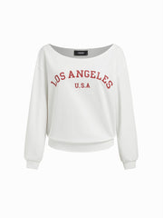 Los Angeles Terry Asymmetrical Neck Oversized Sweatshirt