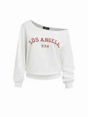 Los Angeles Terry Asymmetrical Neck Oversized Sweatshirt