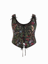Floral Lace Up Knotted Tank Top Curve & Plus