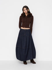 Cider Denim Low Rise Button Maxi Skirt