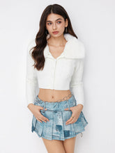 Denim Low Rise Abstract Graphic Pleated Micro Mini Skirt