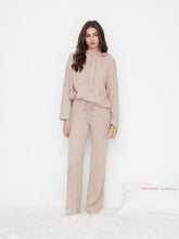 Hooded Drawstring Oversized Long Sleeve Top & Mid Rise Straight Leg Trousers Loungewear Set