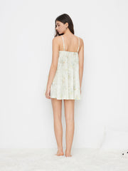 Square Neck Floral Bowknot Ruffle Hem Mini Nightdress