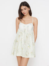 Square Neck Floral Bowknot Ruffle Hem Mini Nightdress
