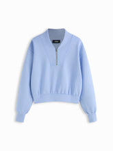 V-neck Solid Half Zip Sweatshirt