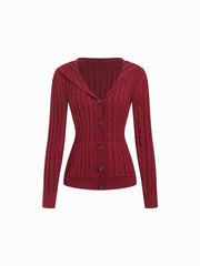 Cable Knit Hooded Long Sleeve Cardigan