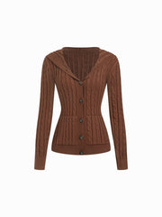 Cable Knit Hooded Long Sleeve Cardigan