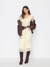 Lace V-neck Floral Ruffle Bell Sleeve Maxi Dress
