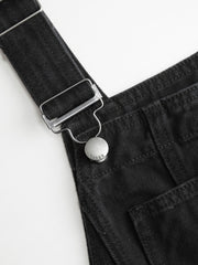 Denim Bowknot Buckle Up Pocket Wide Leg Jumpsuit