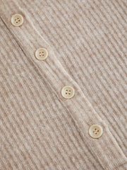Two Tone Collar Long Sleeve Button Top