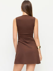 Square Neck Ruched Mini Dress