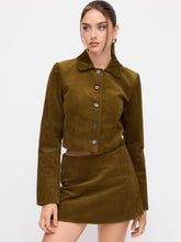 Corduroy Collar Button Roll-up Sleeve Jacket