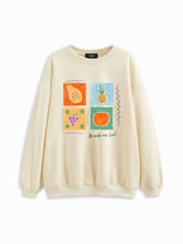 Cotton Round Neckline Fruit Graphic Oversized Sweatshirt