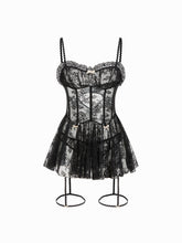 Lace Sweetheart Bowknot Lettuce Trim Lingerie With Brief Set
