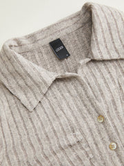 Textured Collar Ruched Long Sleeve Shirt