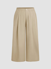 Solid High Waist Pleated Pocket Wide Leg Trousers Curve & Plus