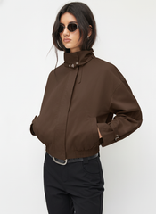 Cotton High Neck Zip Through Windbreaker