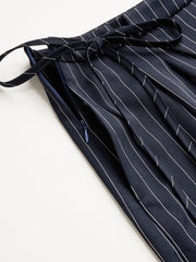 Mid Rise Tie Side Knotted Pleated Wide Leg Trousers