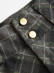 Jacquard Low Rise Plaid Metal Button Micro Shorts