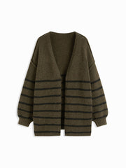 Knit V-neck Striped Oversized Cardigan