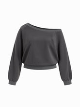 Cotton-blend Asymmetrical Neck Oversized Sweatshirt Curve & Plus