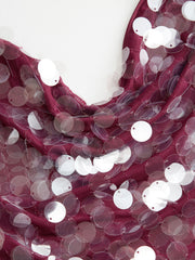 Sequin Halter Neckline Backless Lettuce Trim Mini Dress