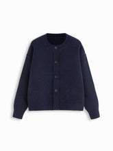 Knit Round Neckline Button Thick Cardigan