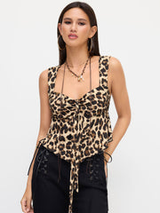 Sweetheart Leopard Hanky Hem Knotted Tank Top
