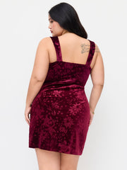Velvet Sweetheart Neckline Floral Ruched Mermaid Maxi Dress Curve & Plus