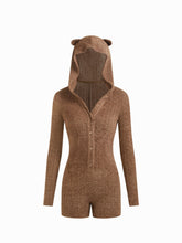Hooded Button Long Sleeve Romper