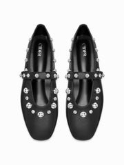 SQUARE TOE STUDDED FLATS