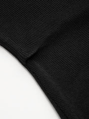 Knit Boat Neck Asymmetrical Hem Split Long Sleeve Top