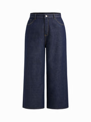 Denim Solid Pocket Baggy Jeans Curve & Plus
