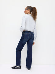 Stretch Cider Denim Mid Rise Straight Leg Jeans