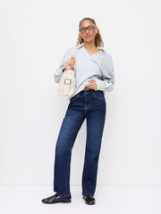 Stretch Cider Denim Mid Rise Straight Leg Jeans