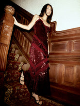 Sweetheart Sequin Ruffle Hem Mermaid Maxi Cami Dress