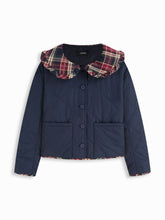 Peter Pan Collar Plaid Ruffled Oversized Puffer